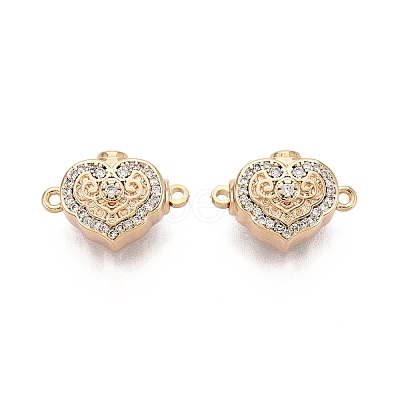Brass Micro Pave Clear Cubic Zirconia Box Clasps KK-Q074-07G-1