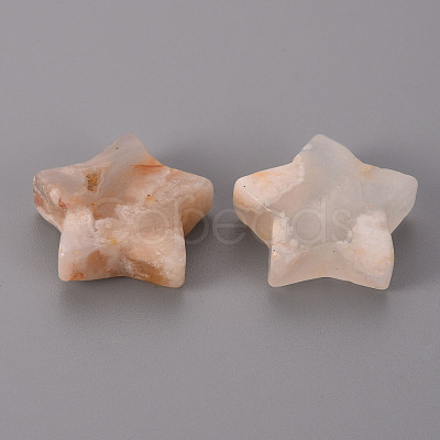 Natural Cherry Blossom Agate Star Shaped Worry Stones G-T132-002A-13-1