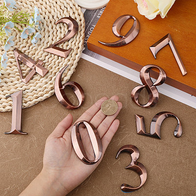 10Pcs 10 Styles 3D Digits ABS Plastic Room Number Plaque FIND-GL0001-47-1