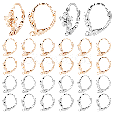 28Pcs 2 Colors Brass Leverback Earring Findings KK-ME0001-12-1