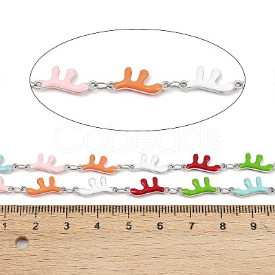 304 Stainless Steel Enamel Coral Link Chains CHS-F023-01H-P-1
