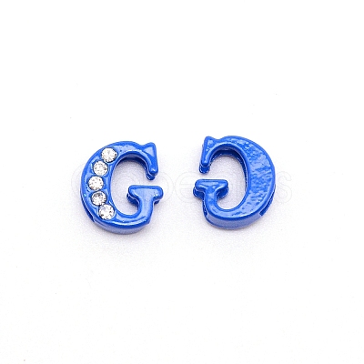 Rhinestone Slide Letter Charms RB-TAC0002-01G-1