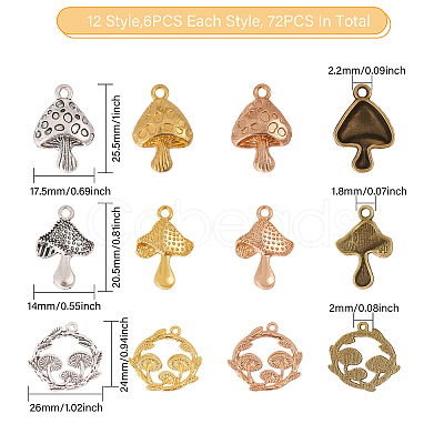 72pcs 12 Styles Alloy Pendants DIY-CA0006-55-1