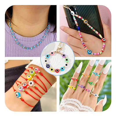 120Pcs 5 Styles Handmade Evil Eye Lampwork Beads Strands LAMP-TA0001-50-1