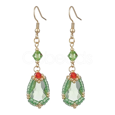 Handmade Glass Seed Beads Teardrop Dangle Earrings EJEW-MZ00576-1