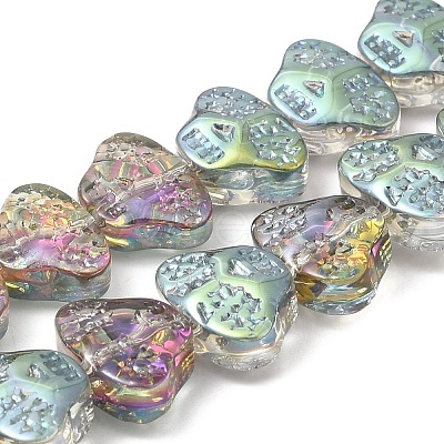 Transparent Electroplate Glass Beads Strands EGLA-F158-HP02-A-1