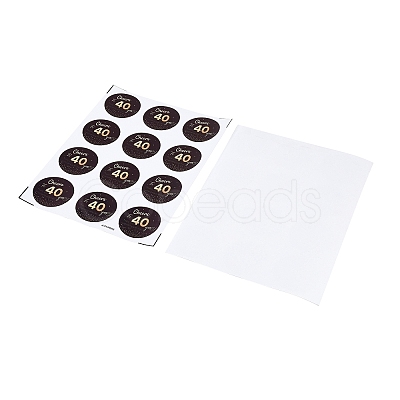 5 Sheets Circle with Word Cheers to 40 Years PVC Waterproof Decorative Sticker Labels PL-XCP0001-02-1