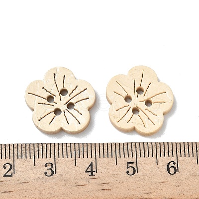 Carved 4-hole Basic Sewing Button in Flower Shape NNA0YYS-1