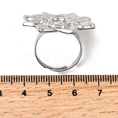 Adjustable 304 Stainless Steel Open Cuff Ring Components STAS-P403-01B-P-1
