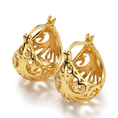 Hollow Basket Hoop Earrings EJEW-G355-03G-1