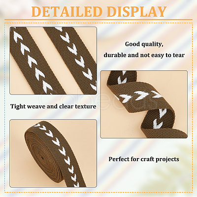 5 Yards Polycotton Jacquard Arrow Ribbon OCOR-WH0078-170B-1