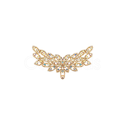 Brass Rhinestone Applique Patch KK-WH0081-78G-1
