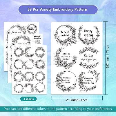 4 Sheets 11.6x8.2 Inch Stick and Stitch Embroidery Patterns DIY-WH0455-059-1