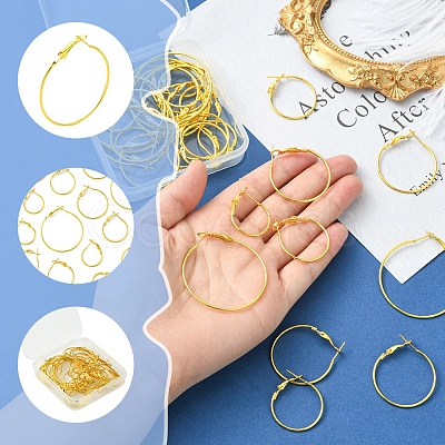 32Pcs 4 Styles Iron Huggie Hoop Earring Findings IFIN-FS0001-50-1