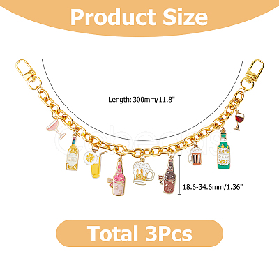 3Pcs Oktoberfest Alloy Enamel Bear Pendant Aluminum Bag Decorative Chains HJEW-HS00108-1