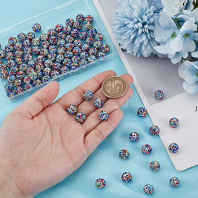 100Pcs Polymer Clay Pave Rhinestone Beads RB-PH0001-38A-1