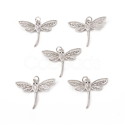 Brass Micro Pave Cubic Zirconia Pendants KK-E068-VB303-1