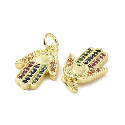 Brass Micro Pave Colorful Cubic Zirconia Pendant Cabochon Settings KK-E068-VF086-1