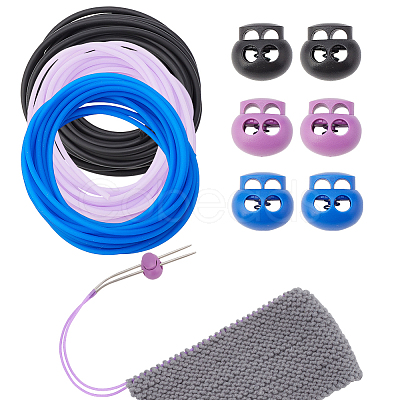 6Pcs 3 Colors Oval 2-Hole Plastic POM Cord Locks FIND-OC0003-23A-1