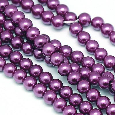 Eco-Friendly Dyed Glass Pearl Round Beads Strands HY-A002-8mm-RB029-1