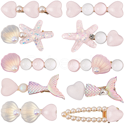 2 Bags 2 Styles Resin & Alloy Alligator Hair Clips AJEW-CY0001-39A-1