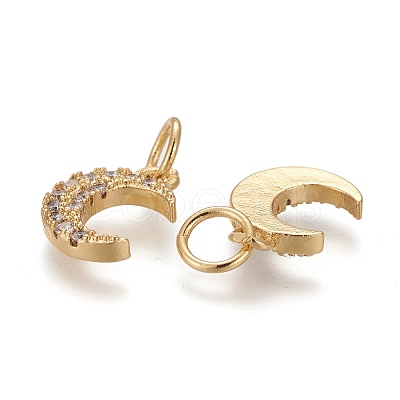 Brass Micro Pave Clear Cubic Zirconia Charms ZIRC-Z005-01A-1