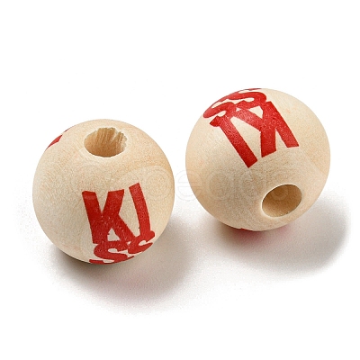 Printed Wood Beads WOOD-A022-02-1