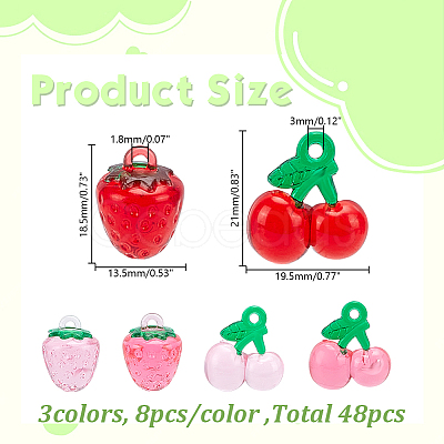 48Pcs 6 Colors Transparent Resin Pendants RESI-AR0001-55-1