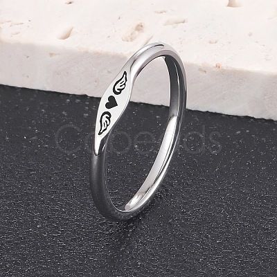 Heart Wing Pattern 304 Stainless Steel Finger Rings FS-WGA5734-05-1
