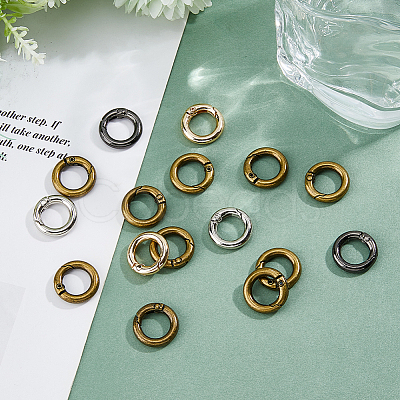 24Pcs 4 Colors Alloy Spring Gate Rings FIND-HS0001-26A-1