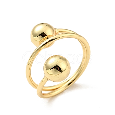 Brass Ball Triple Layer Wrap Ring for Women RJEW-E046-22G-1