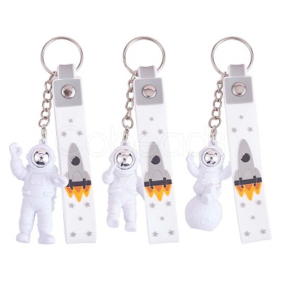 3Pcs Astronaut Keychain Cute Space Keychain for Backpack Wallet Car Keychain Decoration Children's Space Party Favors JX317C-1