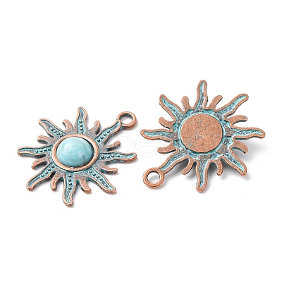 Alloy with Synthetic Turquoise Pendants FIND-B055-01E-1