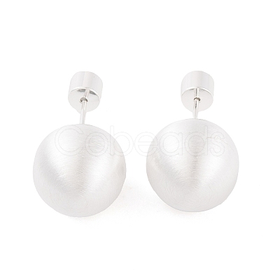 Round Ball Drawbench Brass Ear False Plugs for Women EJEW-G391-24B-S-1