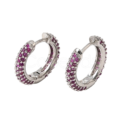 Brass Micro Pave Cubic Zirconia Hoop Earrings KK-CBA8324-24P-02-1