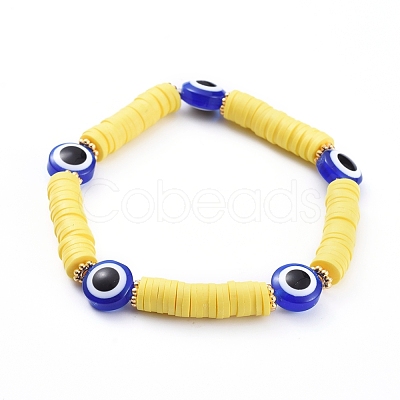 Evil Eye Stretch Bracelets BJEW-JB05075-02-1