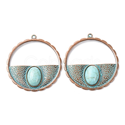Alloy with Synthetic Turquoise Pendants FIND-B055-01F-1