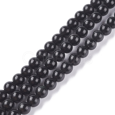 Natural Obsidian Bead Strands GSR6mmC132-1