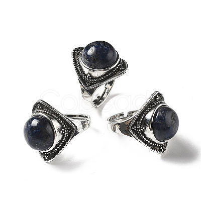 Natural Sodalite Adjustable Rings G-P560-03AS-10-1
