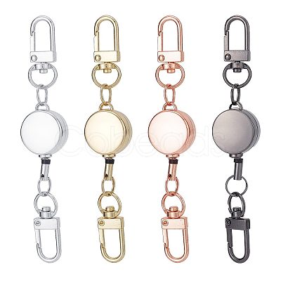 4Pcs 4 Colors Heavy Duty Alloy Retractable Keychain Clasps FIND-SC0004-32-1