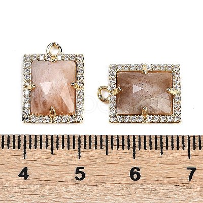 Natural Sunstone Faceted Rectangle Pendants G-I375-05G-04-1