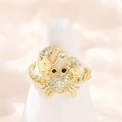 Brass Micro Pave Cubic Zirconia Cuff Rings RJEW-P167-02B-G-1