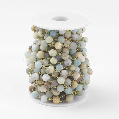 Handmade Natural Flower Amazonite Beads Chains for Necklaces Bracelets Making AJEW-K011-6mm-04-1