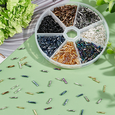 1260Pcs 7 Style Glass Twisted Bugle Beads SEED-PH0001-55-1