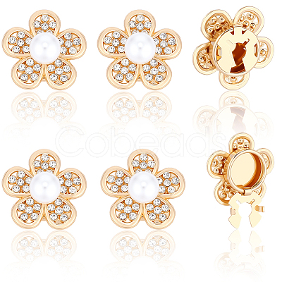 6Pcs Flower Alloy Plastic Cufflinks FIND-CY0001-65A-1