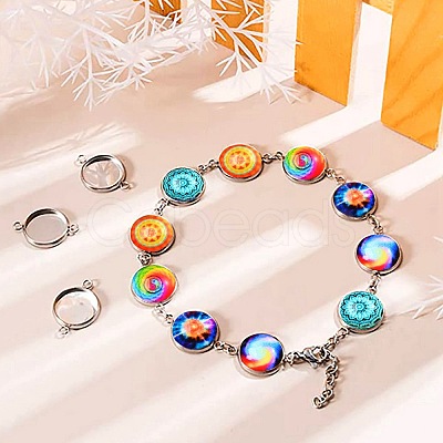 12Pcs 6 Style 304 Stainless Steel Cabochon Connector Settings STAS-SZ0001-42-1