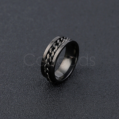 304 Stainless Steel Rotatable Chain Finger Rings for Men FS-WG60CA3-40-1