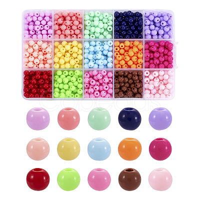 15 Colors Opaque Acrylic Beads MACR-TA0001-69-1