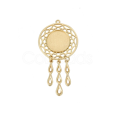 Hollow Alloy Pendants Cabochons Settings PALLOY-TAC0127-03G-1