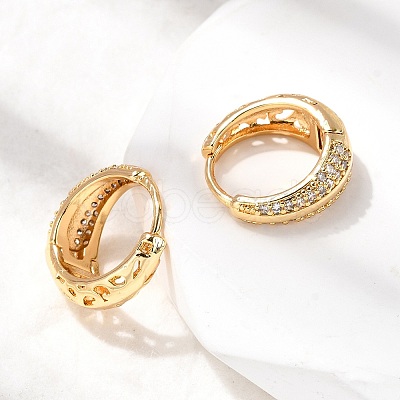 Brass Micro Pave Clear Cubic Zirconia Hoop Earrings EJEW-F391-02G-1